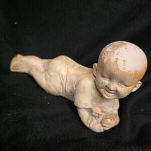 Antique German Style Piano Baby Bisque Figurine Crawling Baby Doll Large